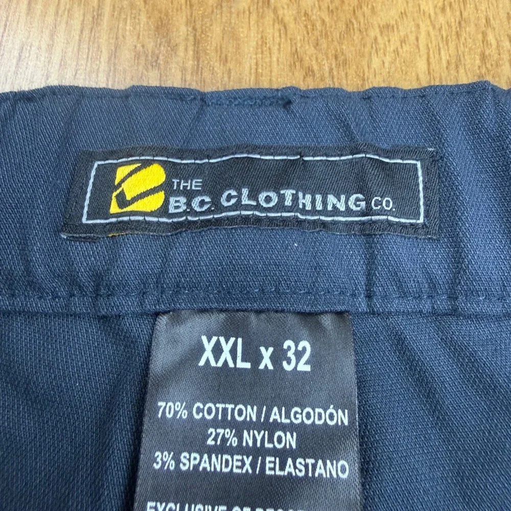 BC‎ Clothing Co Mens XXL x 32 Convertible Cargo Hiking Pants Navy Blue Zip Off